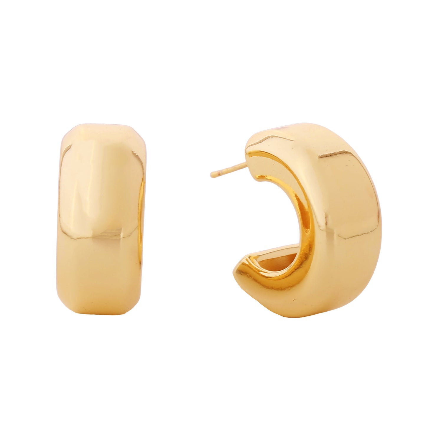 14K Gold/White Gold Dipped Half Round Post Earrings
