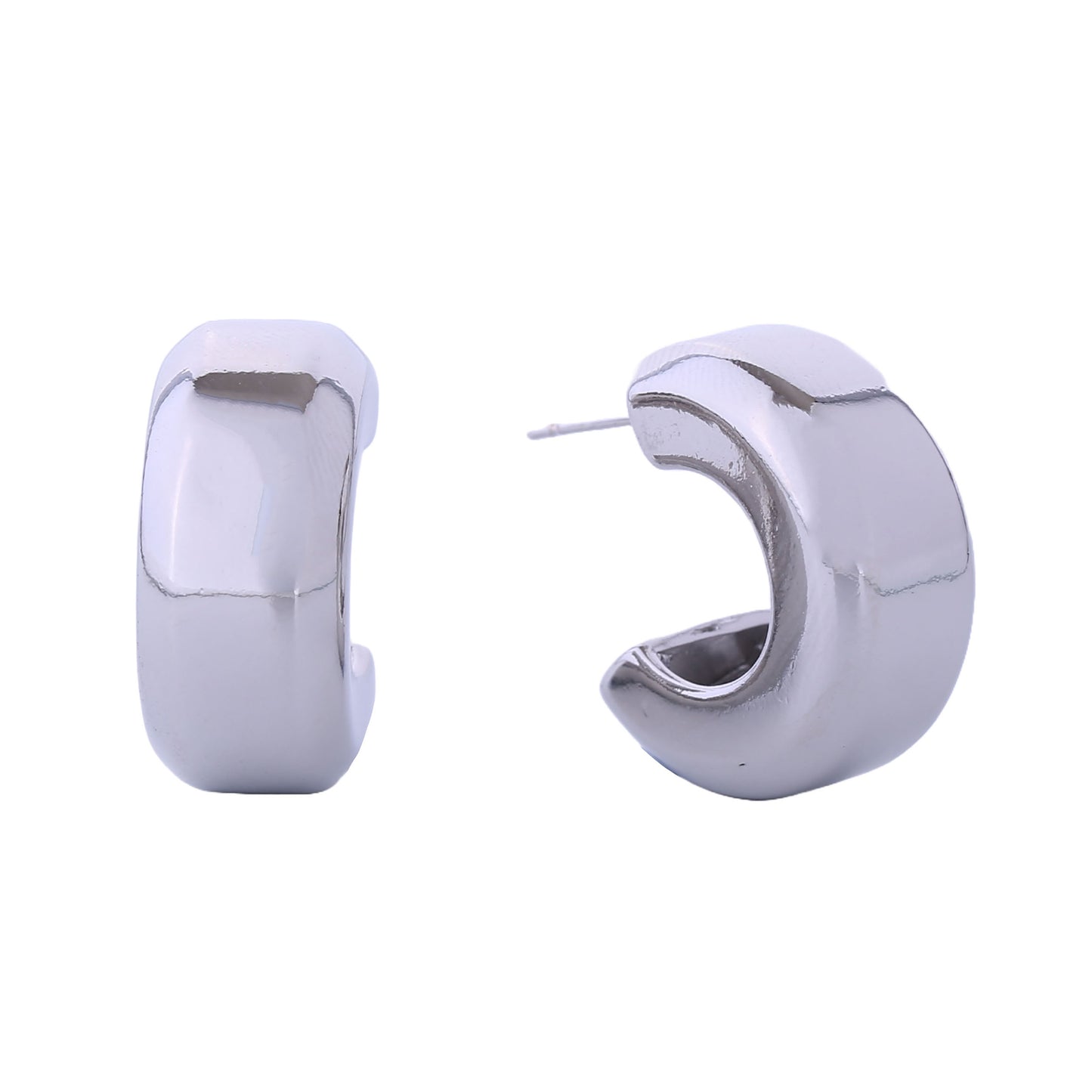 14K Gold/White Gold Dipped Half Round Post Earrings