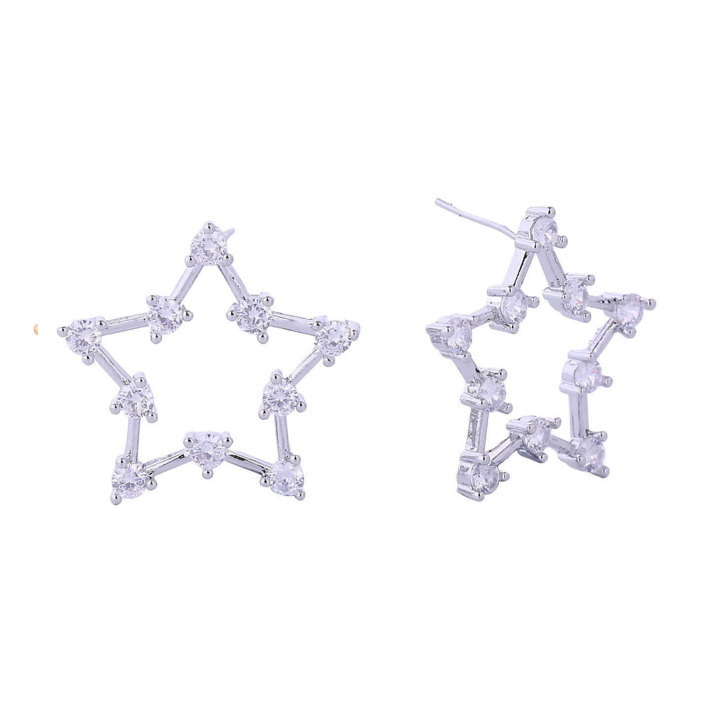 14K Gold/White Gold Dipped Open Star Post Earrings