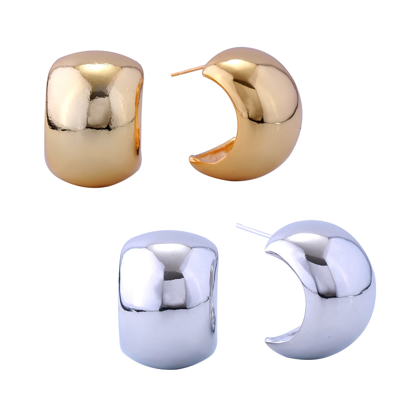 14K Gold/White Gold Dipped Vintage Chunky Post Earrings