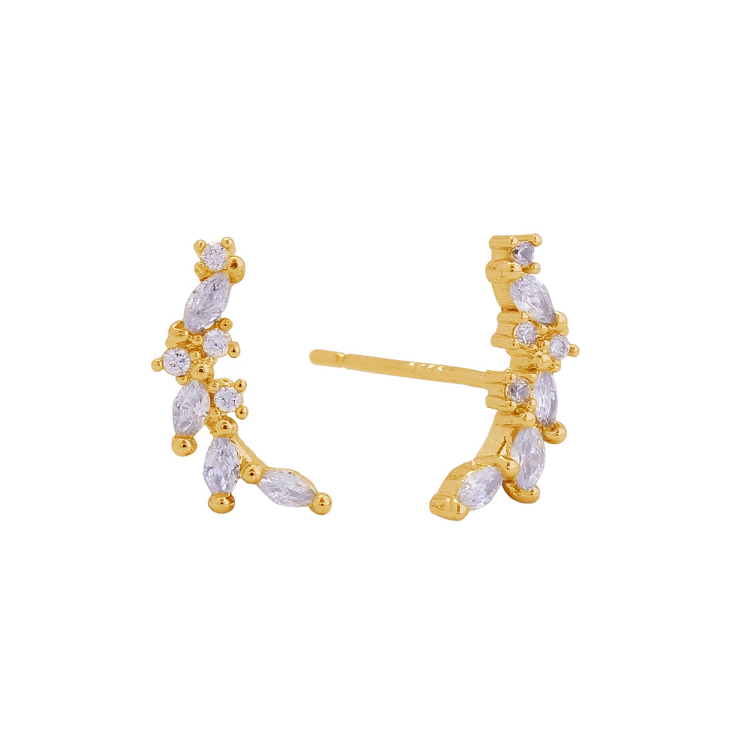 14K Gold/White Gold Dipped Climber Vine Post Earrings