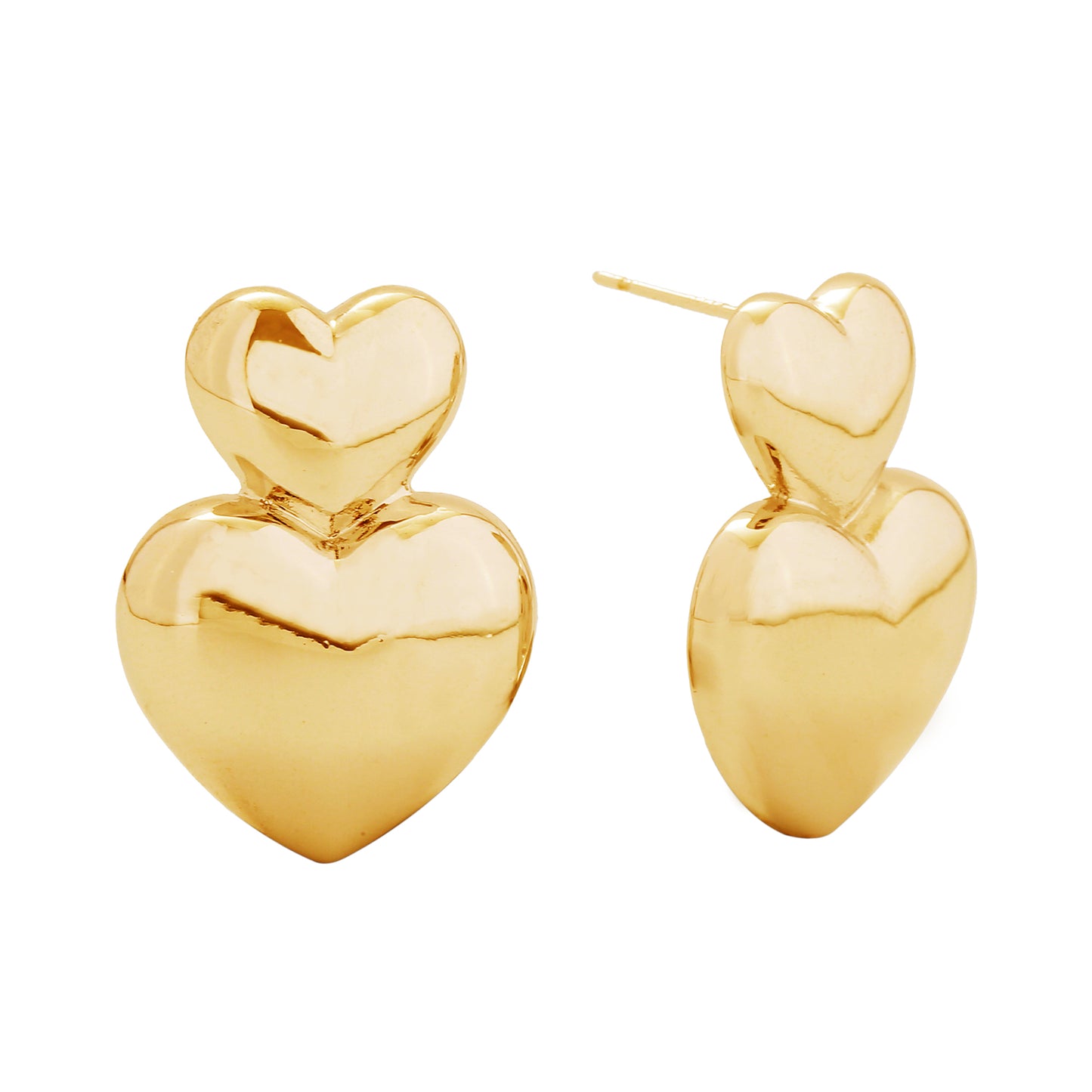 14K Gold/White Gold Dipped Closed Heart Drop Post Earrings