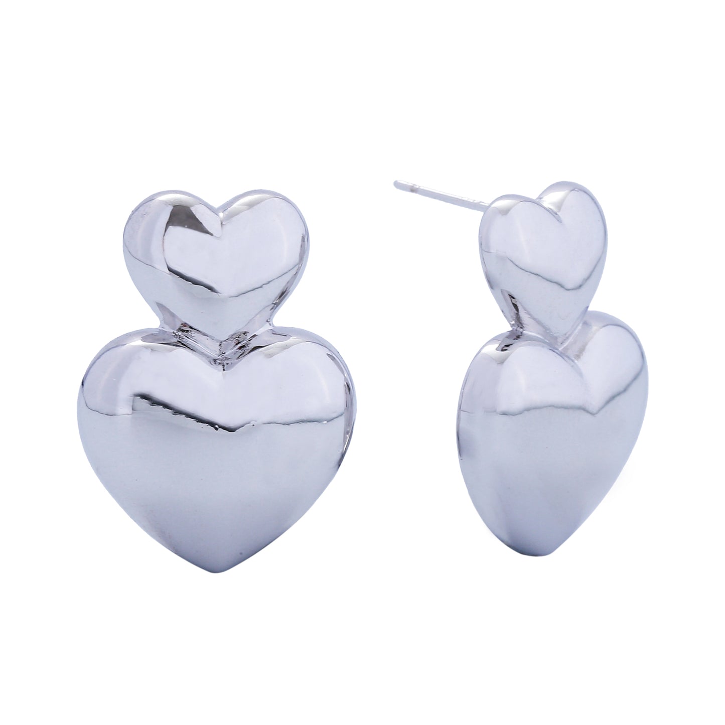 14K Gold/White Gold Dipped Closed Heart Drop Post Earrings