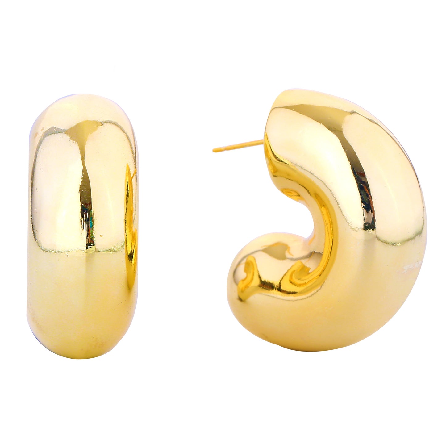 14K Gold/White Gold Dipped Modern ORB Hoop Earrings