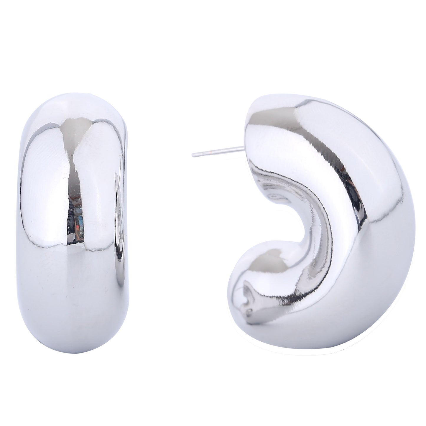 14K Gold/White Gold Dipped Modern ORB Hoop Earrings