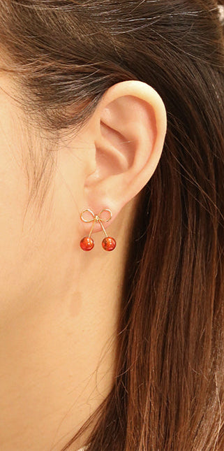 14K Gold Dipped Tangerine Charm Bow Earrings