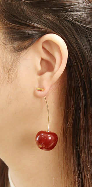 14K Gold Dipped Resin Cherry Earrings