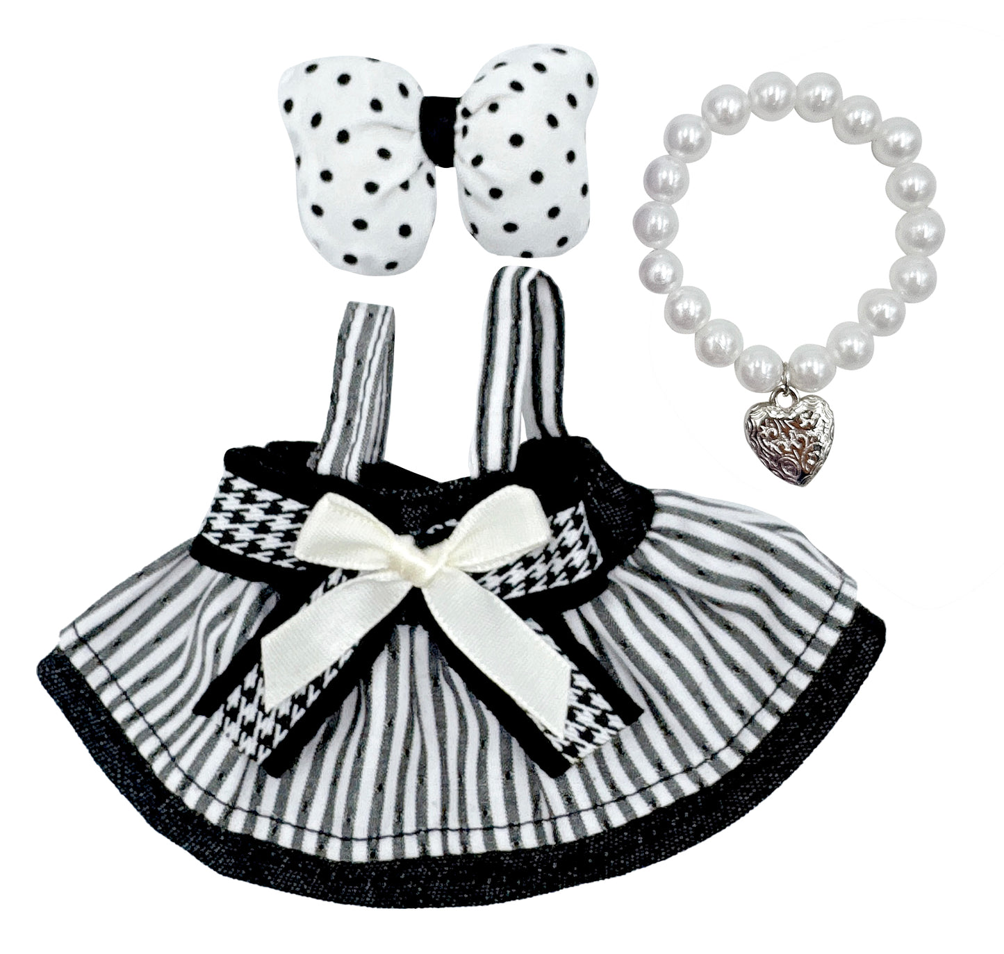 Polka Dot Bow & Striped Dress Outfit - LBB Clothing