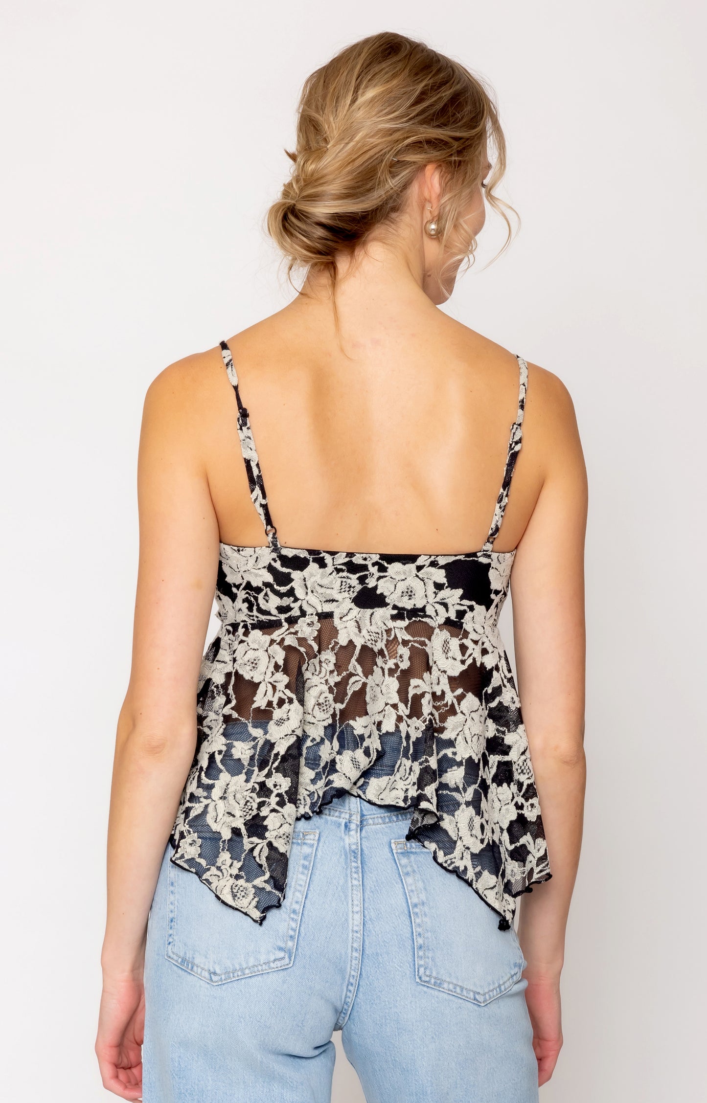 Floral Lace Babydoll Cami Top