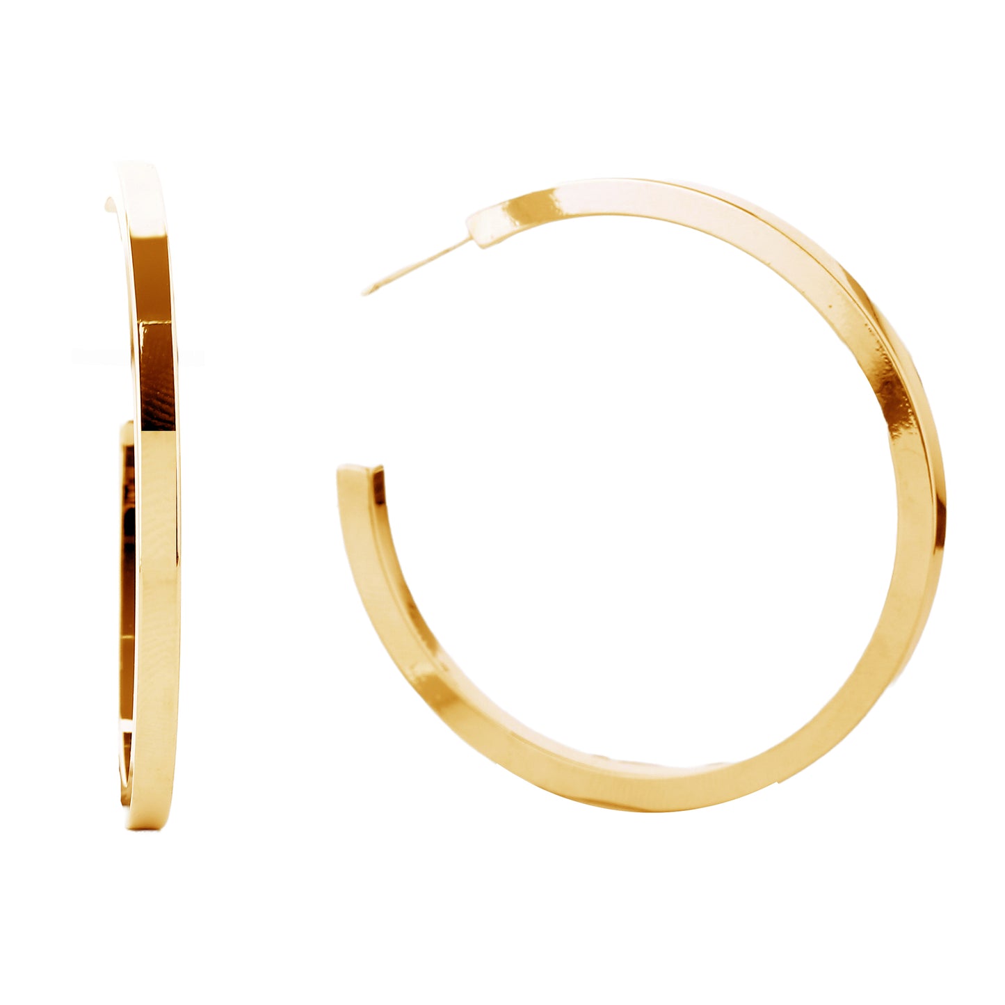 14K Gold/White Gold Dipped Post Hoop Earrings