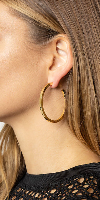 14K Gold/White Gold Dipped Post Hoop Earrings