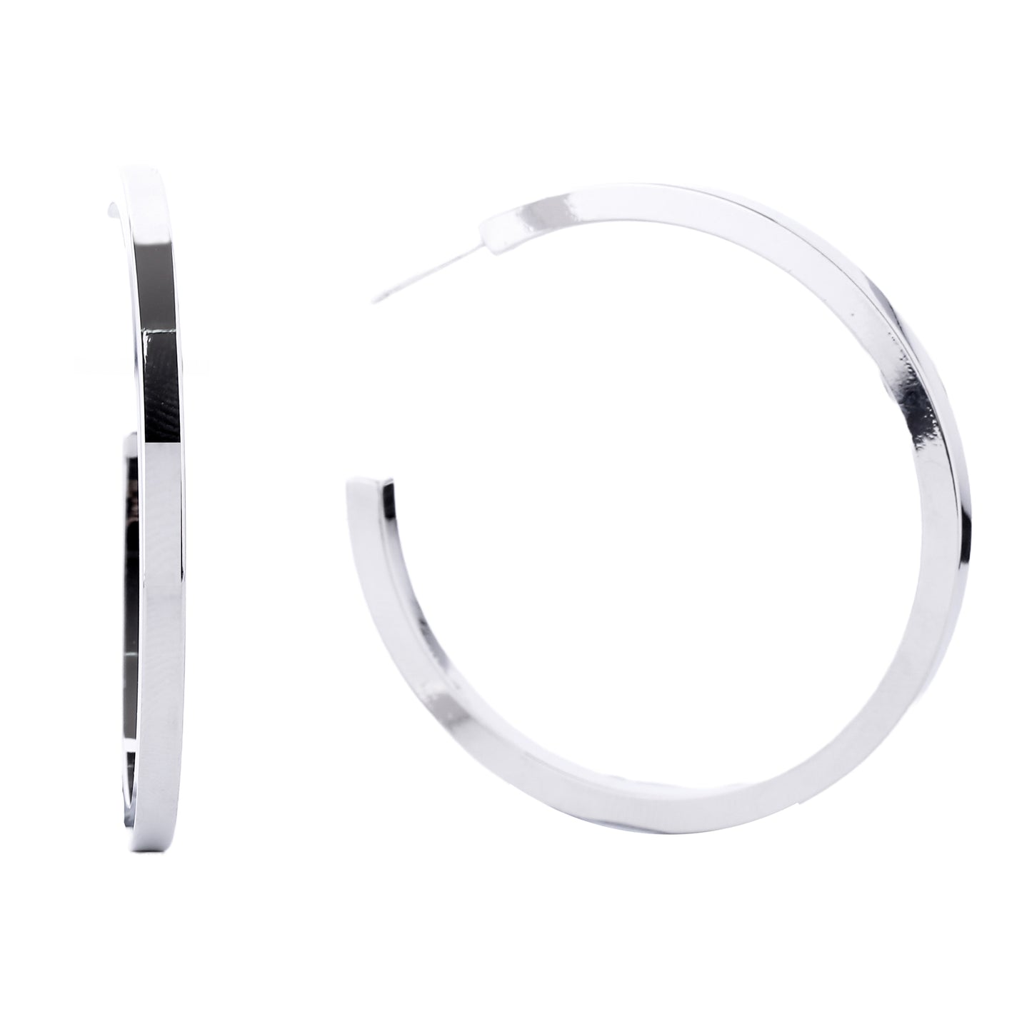 14K Gold/White Gold Dipped Post Hoop Earrings