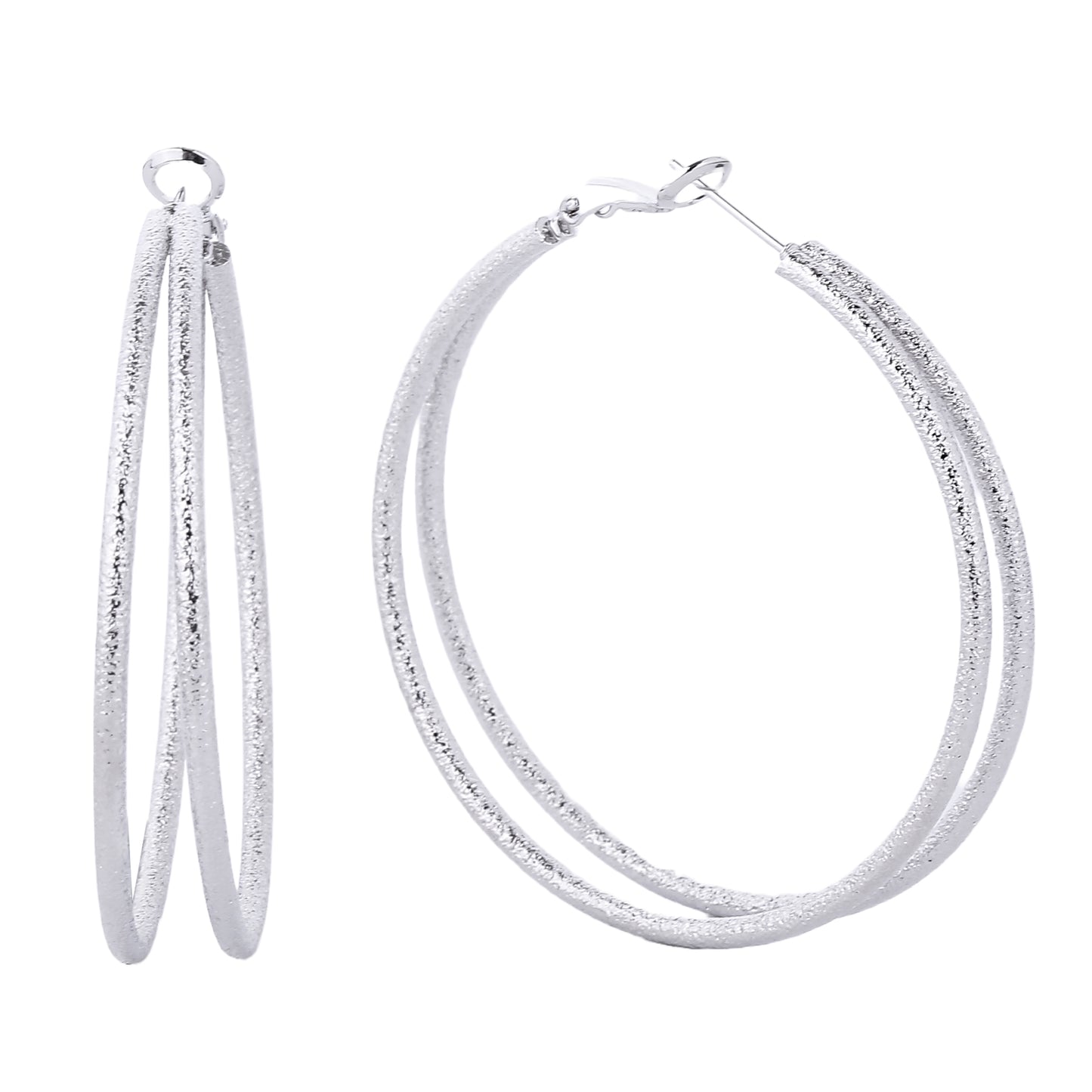 14K Gold/White Gold Dipped Omega Closure Hoop Earrings