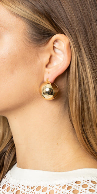 14K Gold/White Gold Dipped Ball Shape Pin Catch Earrings