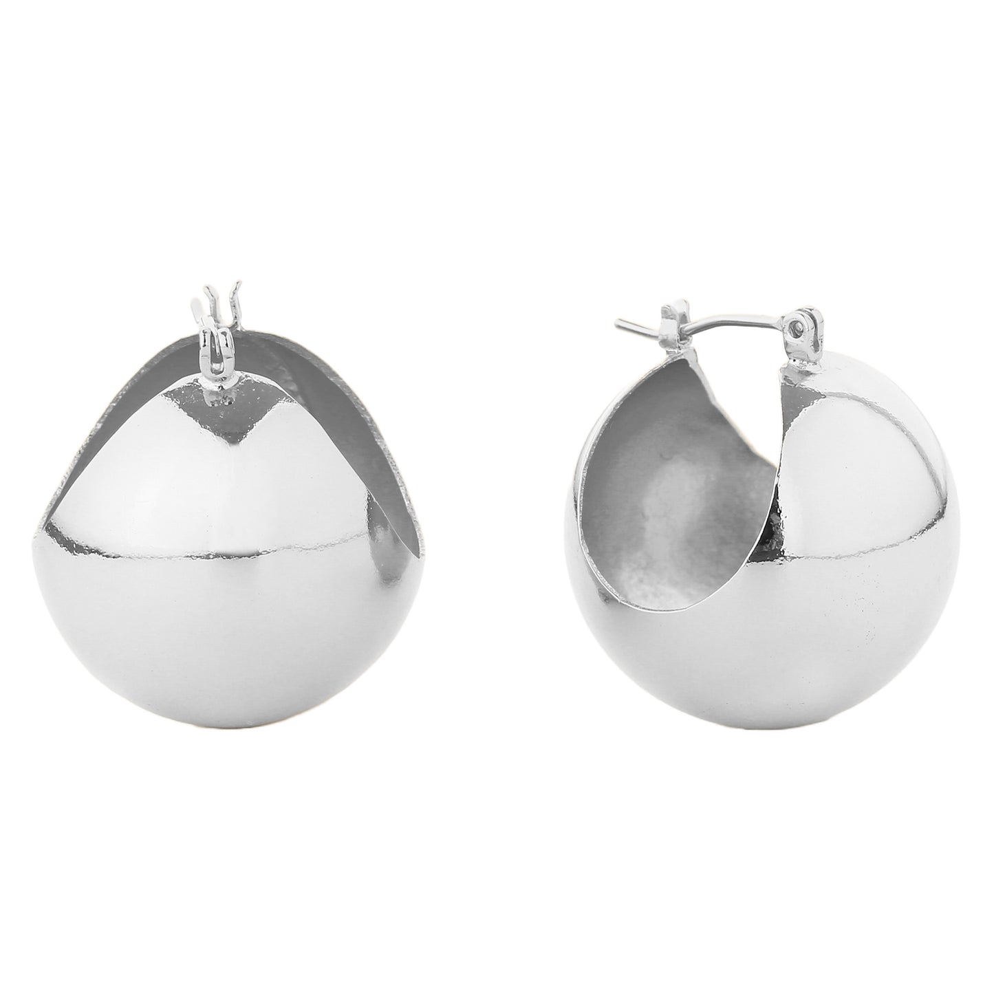 14K Gold/White Gold Dipped Ball Shape Pin Catch Earrings