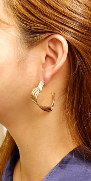 14K Gold/White Gold Dipped Triple Open Heart Post Earrings