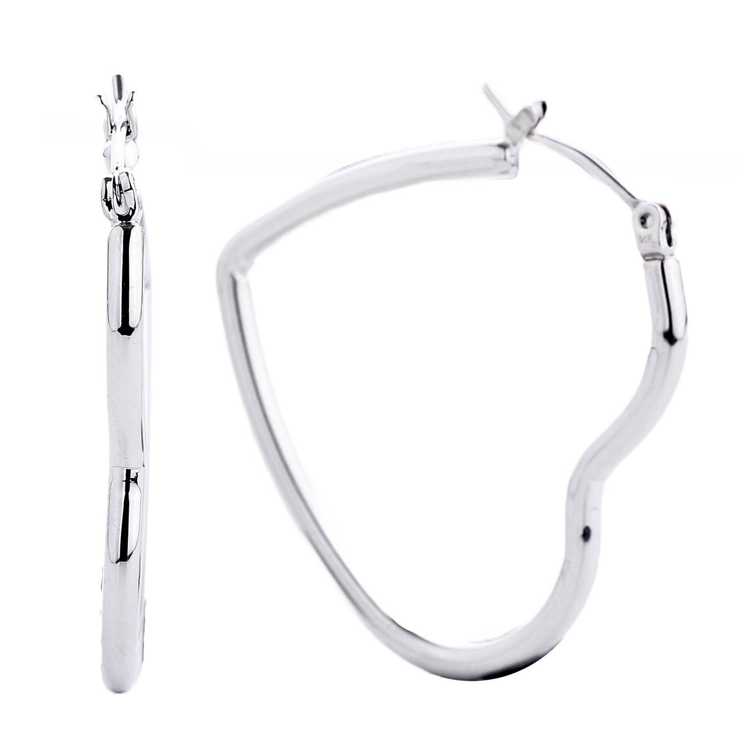 14K Gold/White Gold Dipped Heart Shape Pin Catch Earrings