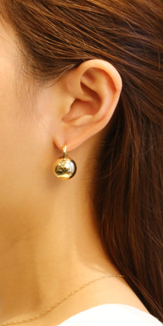 14K Gold/White Gold Dipped Ball Shape Huggie Earrings