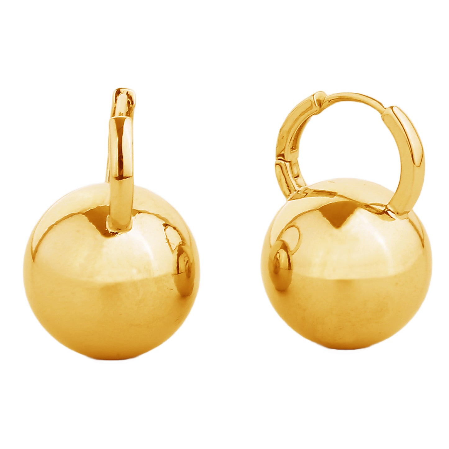 14K Gold/White Gold Dipped Ball Shape Huggie Earrings