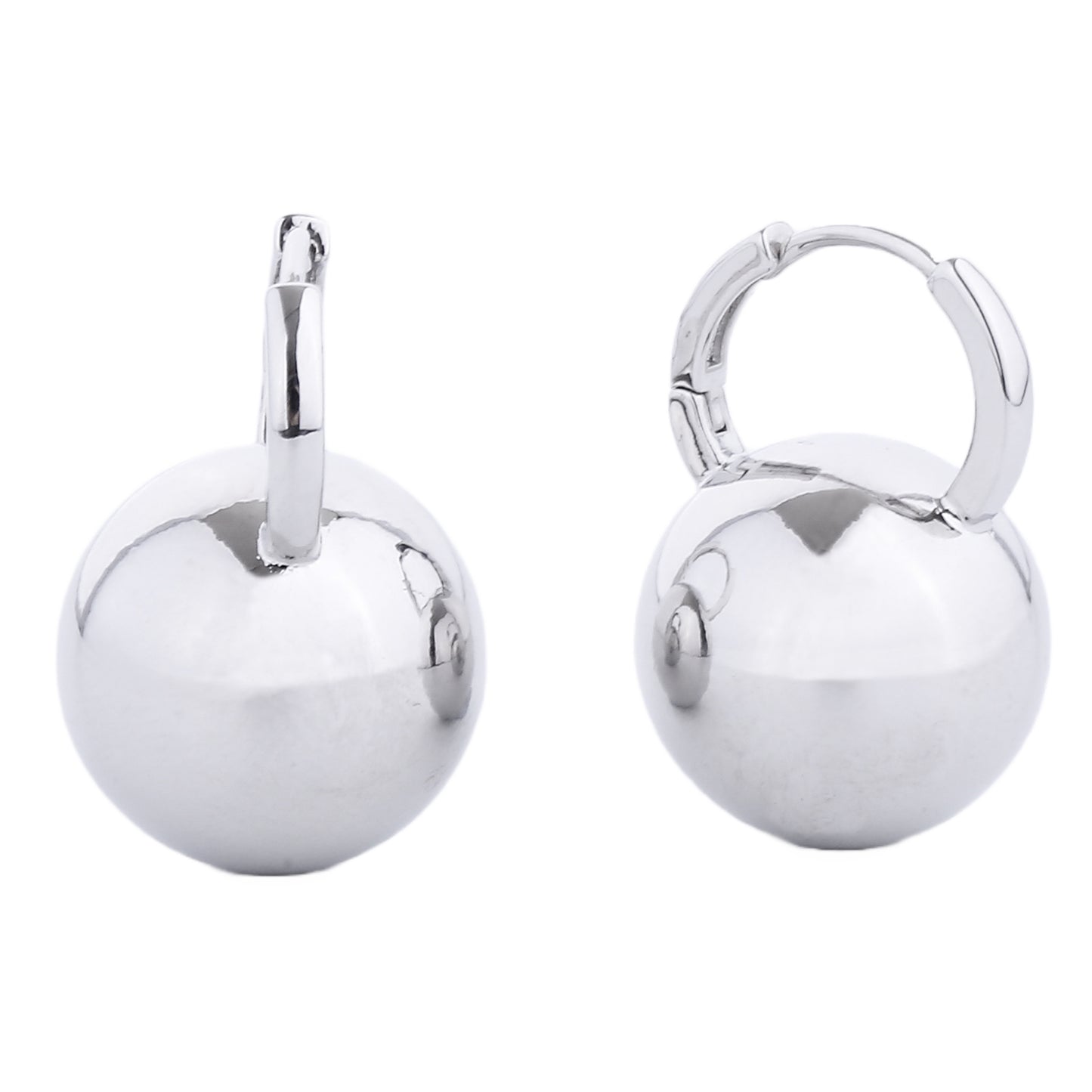 14K Gold/White Gold Dipped Ball Shape Huggie Earrings