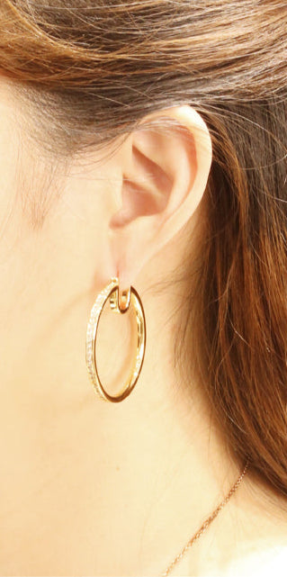 14K Gold/White Gold Dipped Pin Catch Hoop CZ Pave Earrings