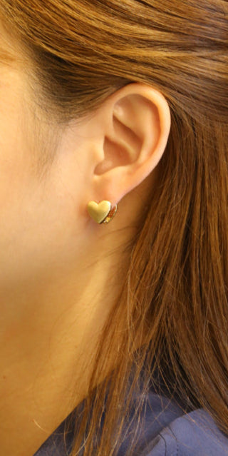 14K Gold/White Gold Dipped Simply Love Huggie Earrings