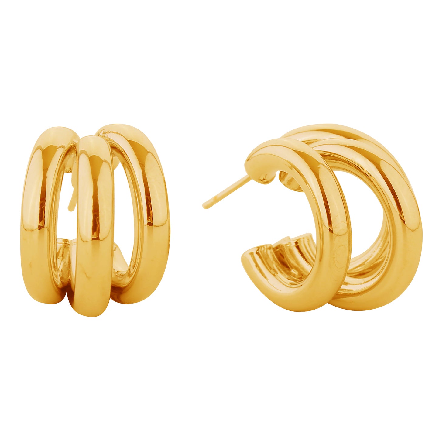 14K Gold/White Gold Dipped Trio Loop Post Earrings
