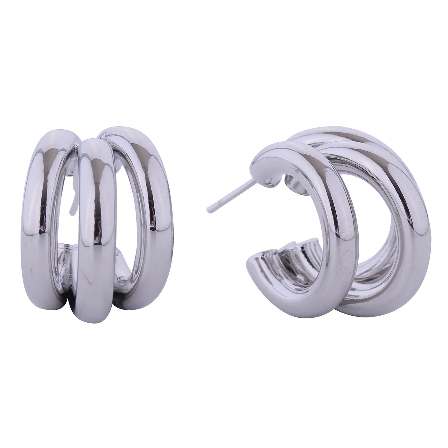 14K Gold/White Gold Dipped Trio Loop Post Earrings