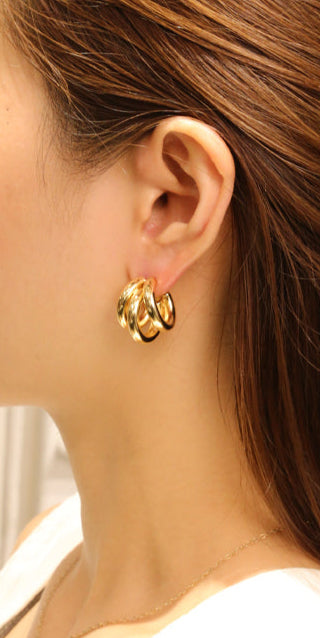 14K Gold/White Gold Dipped Trio Loop Post Earrings
