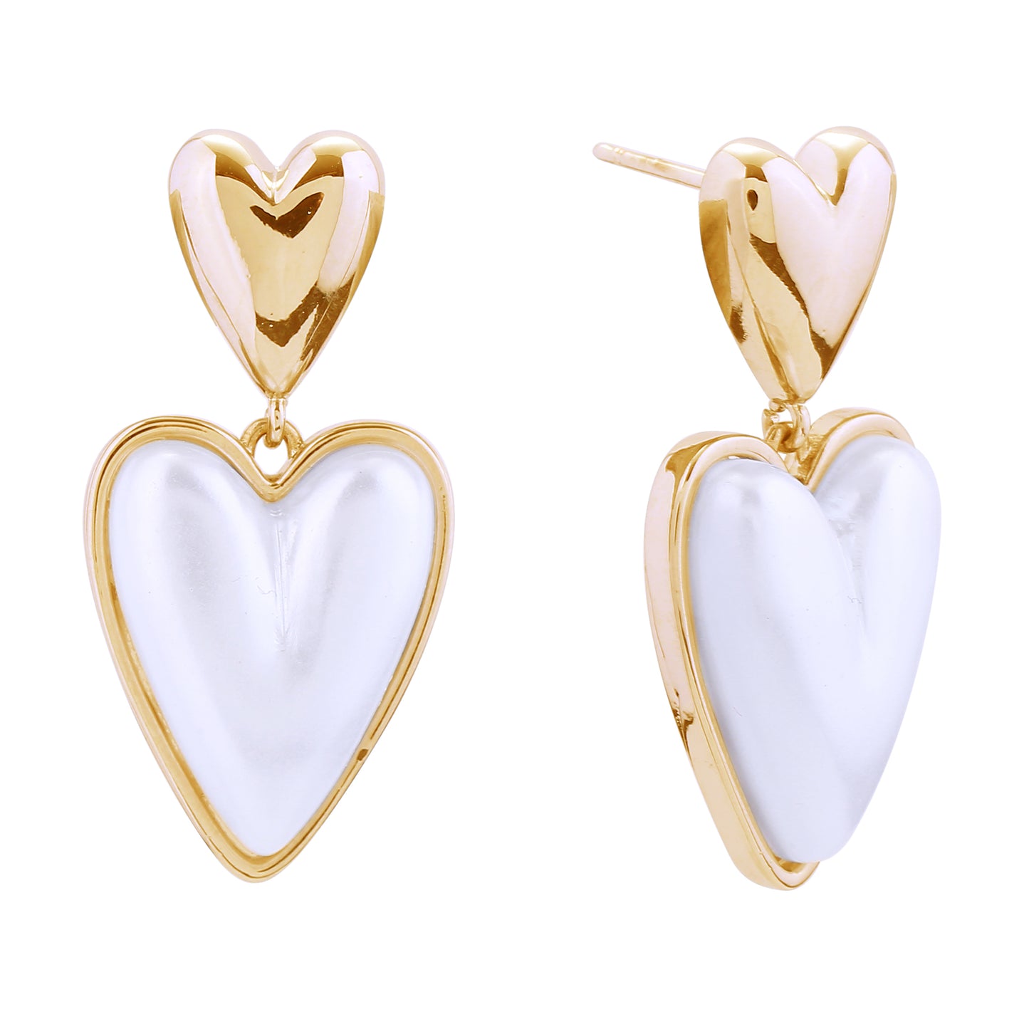 14K Gold/White Gold Dipped Duo Loving Heart Post Earrings