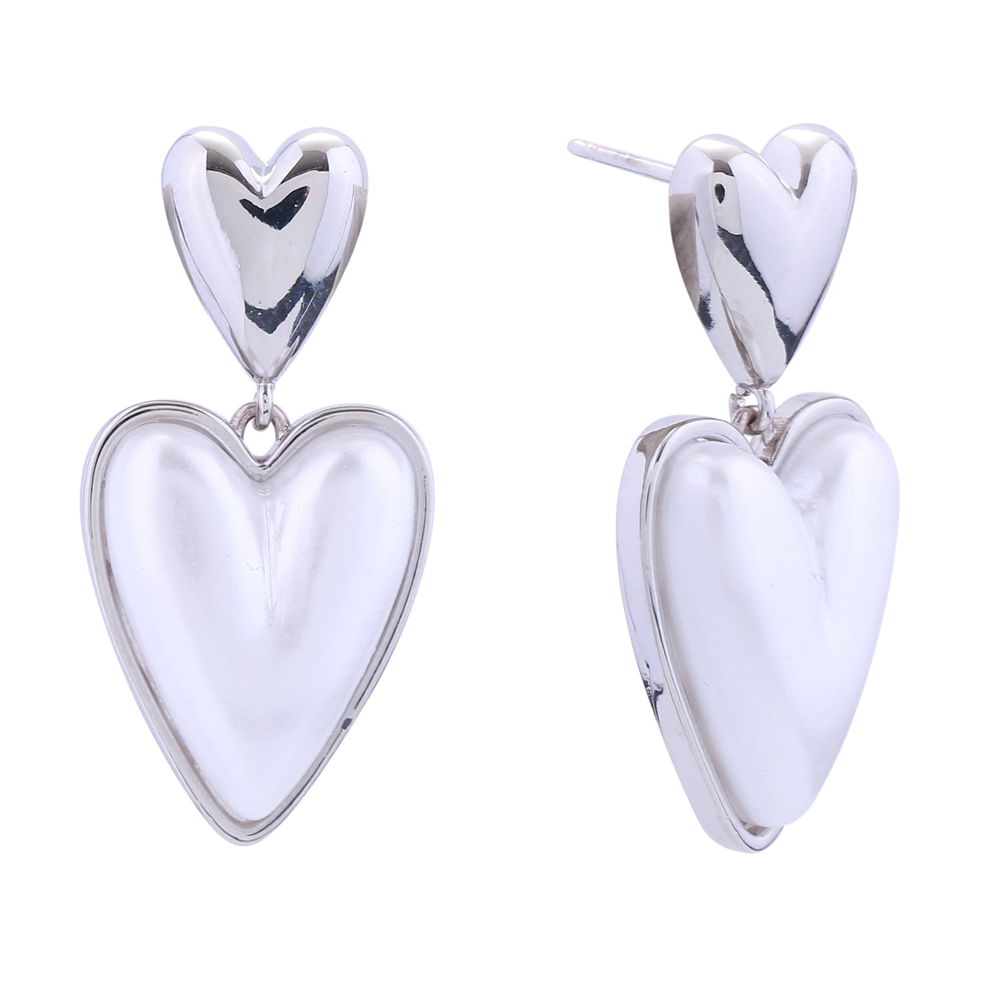 14K Gold/White Gold Dipped Duo Loving Heart Post Earrings