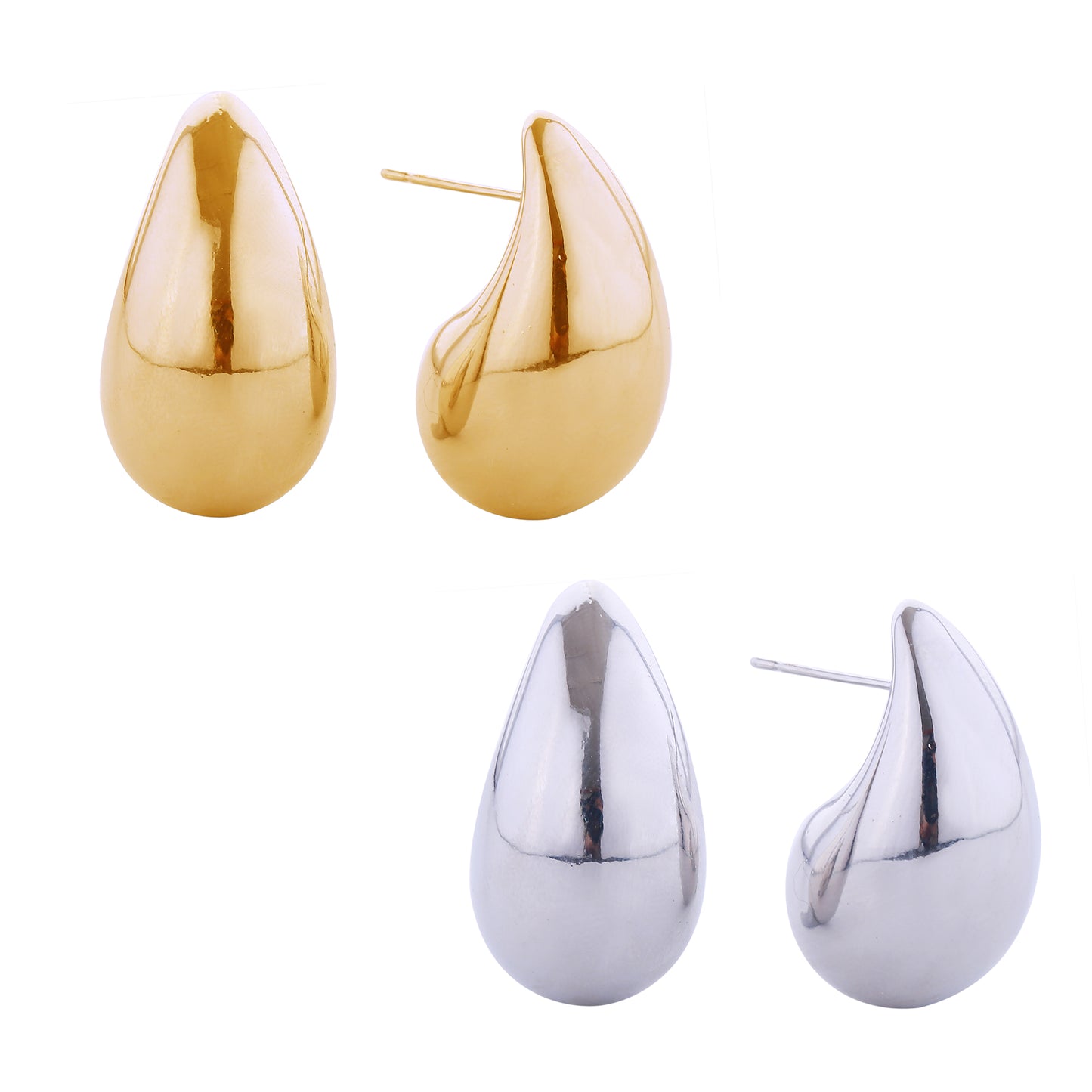 14K Gold/White Gold Dipped Daily Raindrop Post Earrings