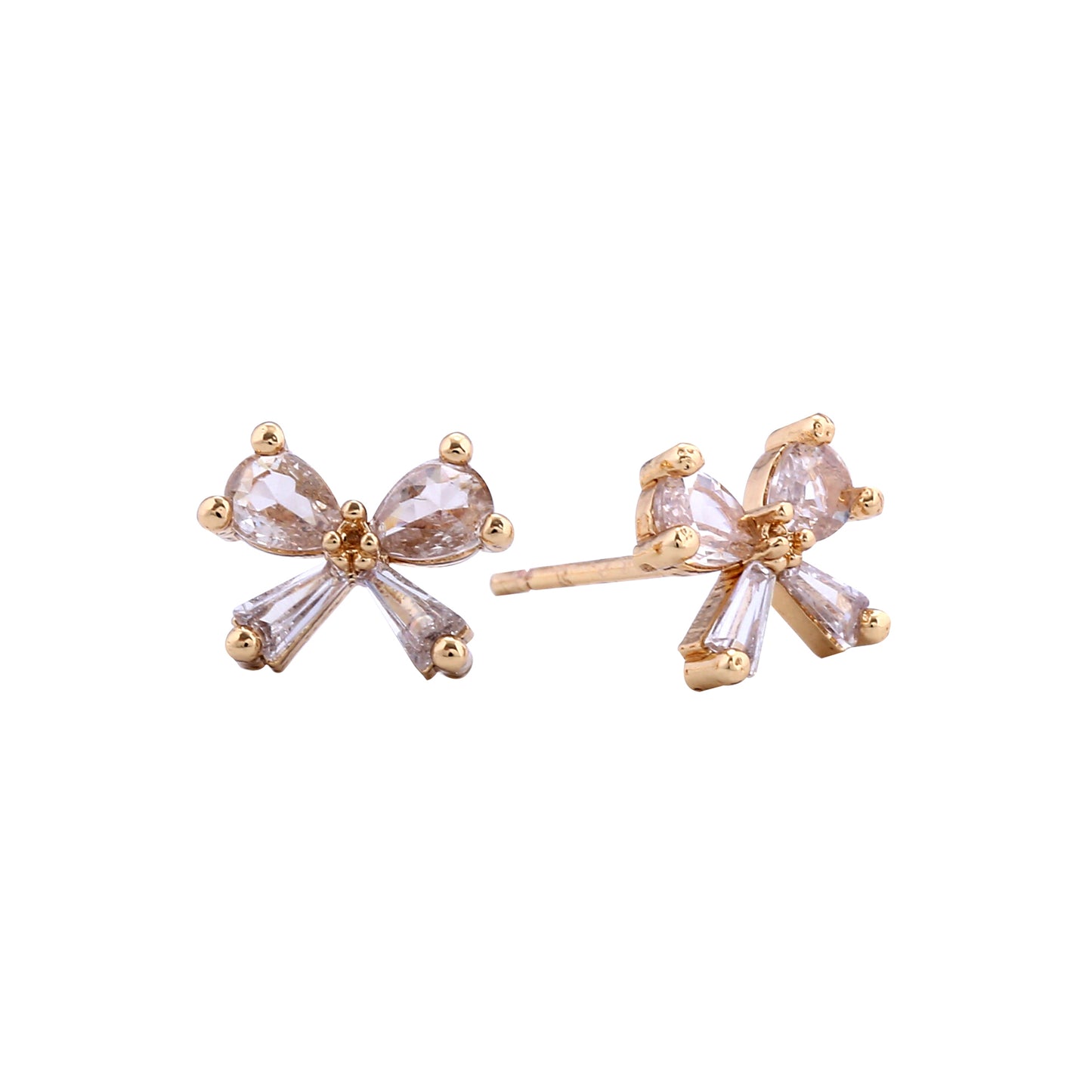 14K Gold/White Gold Dipped Tiny Bow Stud Earrings