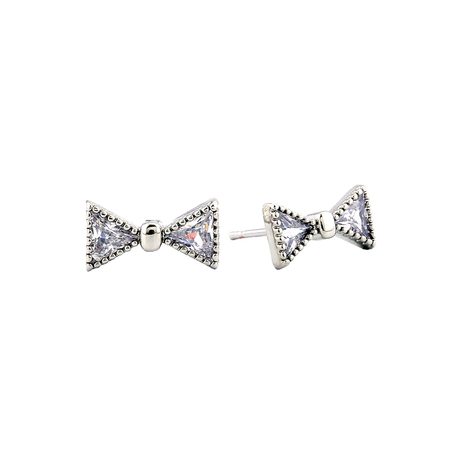 14K Gold/White Gold Dipped Tiny Little Bow Stud Earrings