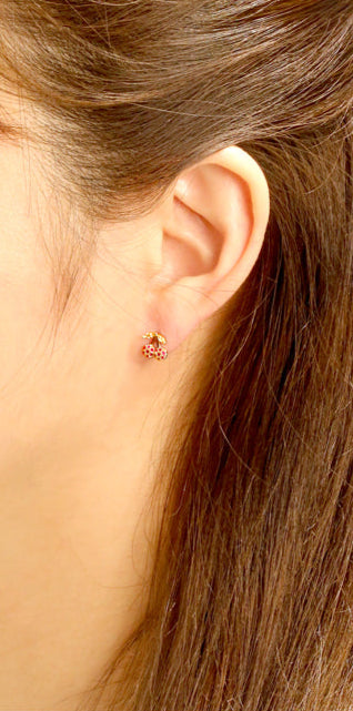 14K White Gold Dipped Rosie Cherry Stud Earrings