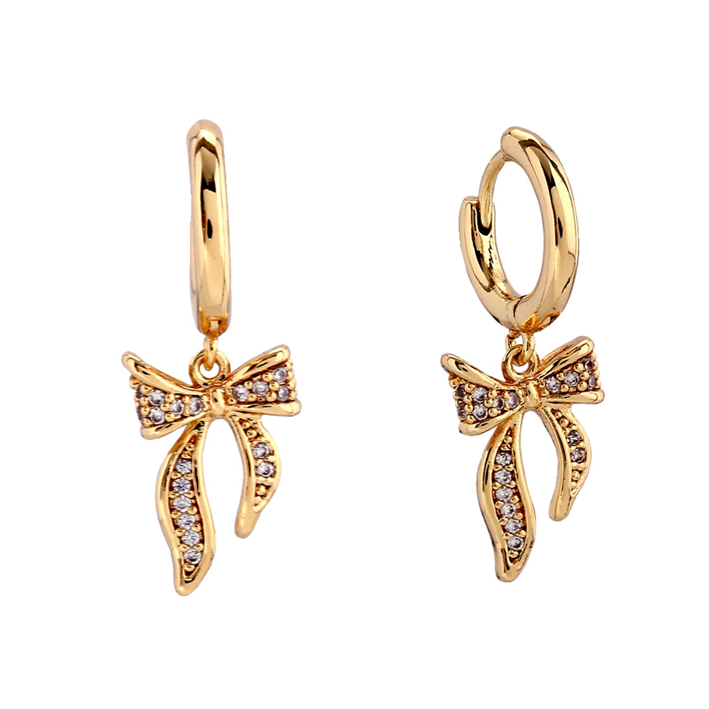 14K Gold/White Gold Dipped Boutique Ribbon Huggie Earrings