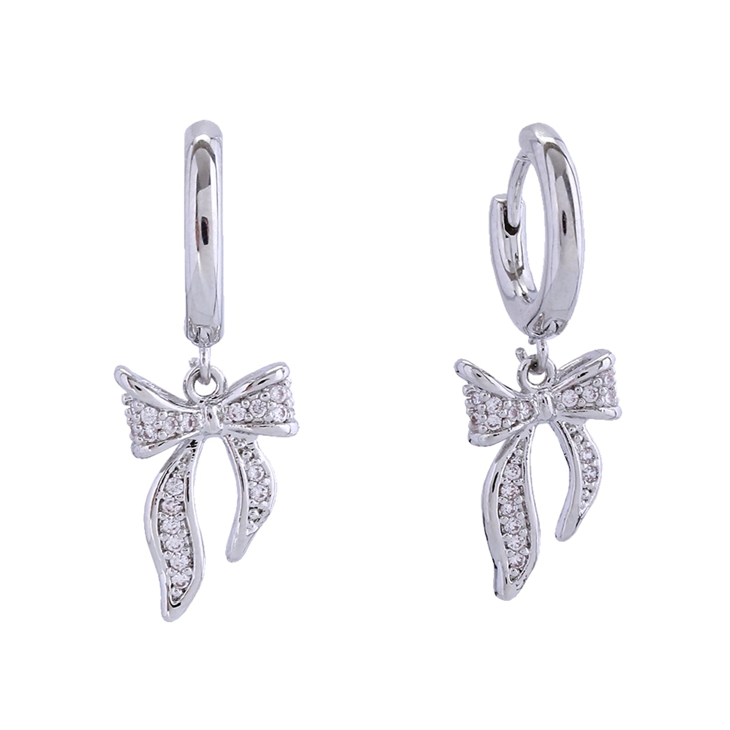 14K Gold/White Gold Dipped Boutique Ribbon Huggie Earrings