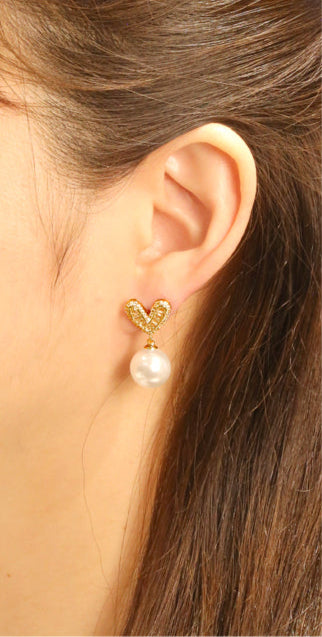 14K Gold/White Gold Dipped Pearl Pendant Drop Earrings