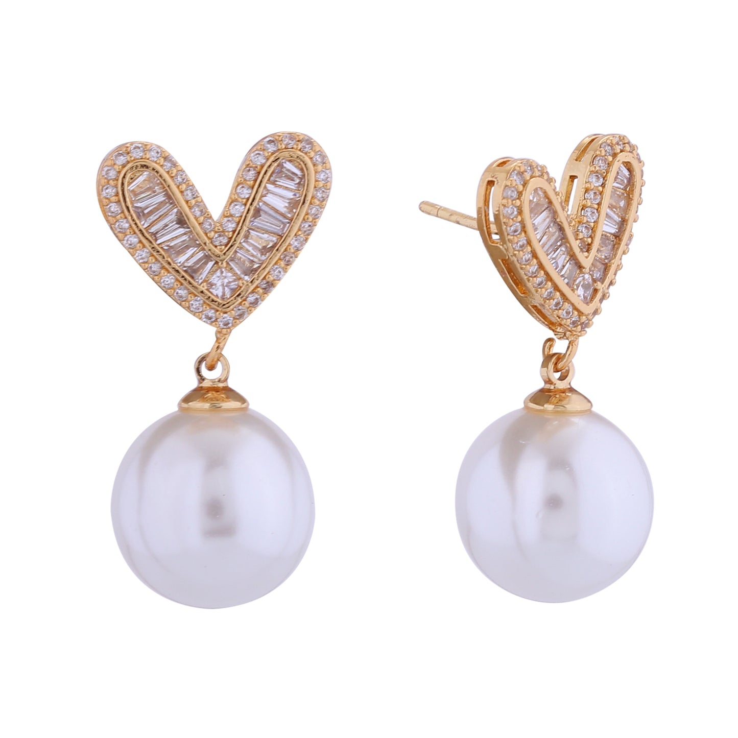 14K Gold/White Gold Dipped Pearl Pendant Drop Earrings
