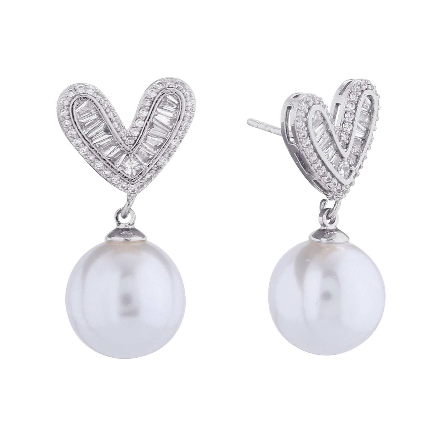 14K Gold/White Gold Dipped Pearl Pendant Drop Earrings