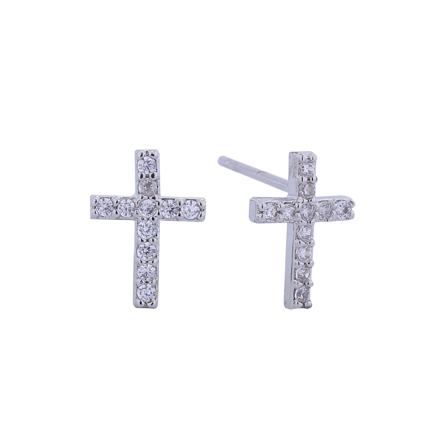 14K Gold/White Gold Dipped Mini Cross Stud Earrings