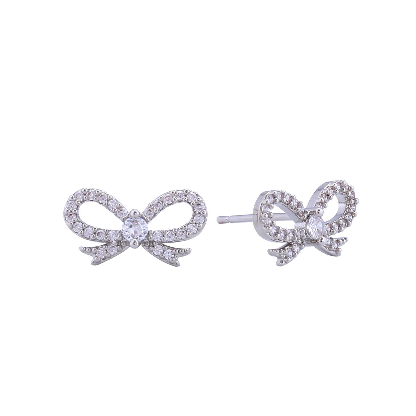 14K Gold/White Gold Dipped Tied Ribbon Stud Earrings