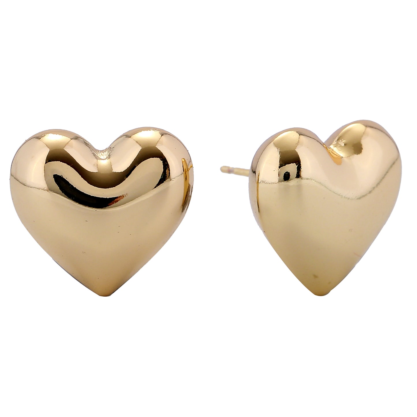 14K Gold/White Gold Dipped Bold Heart Stud Earrings