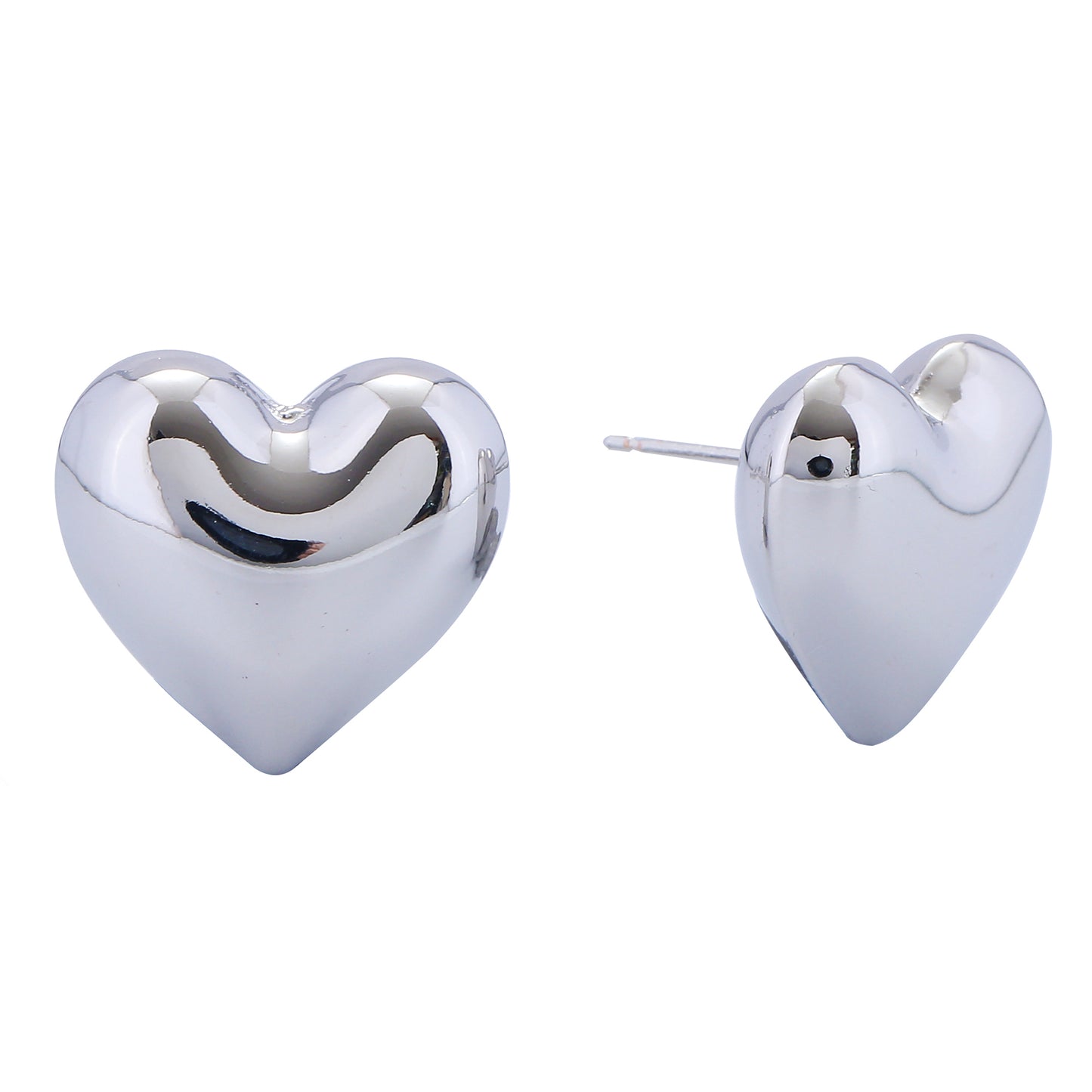14K Gold/White Gold Dipped Bold Heart Stud Earrings