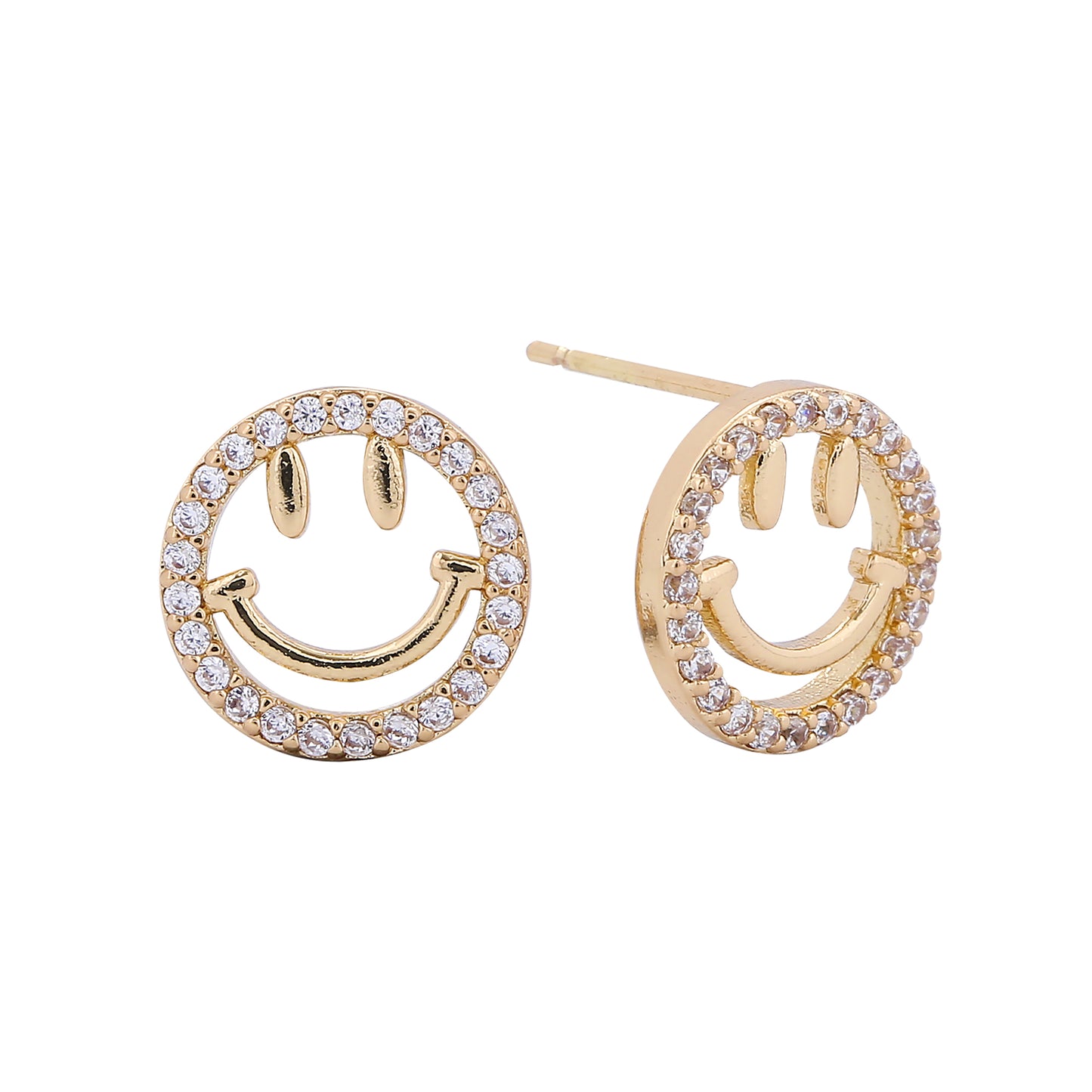 14K Gold/White Gold Dipped Radiant Smile Stud Earrings