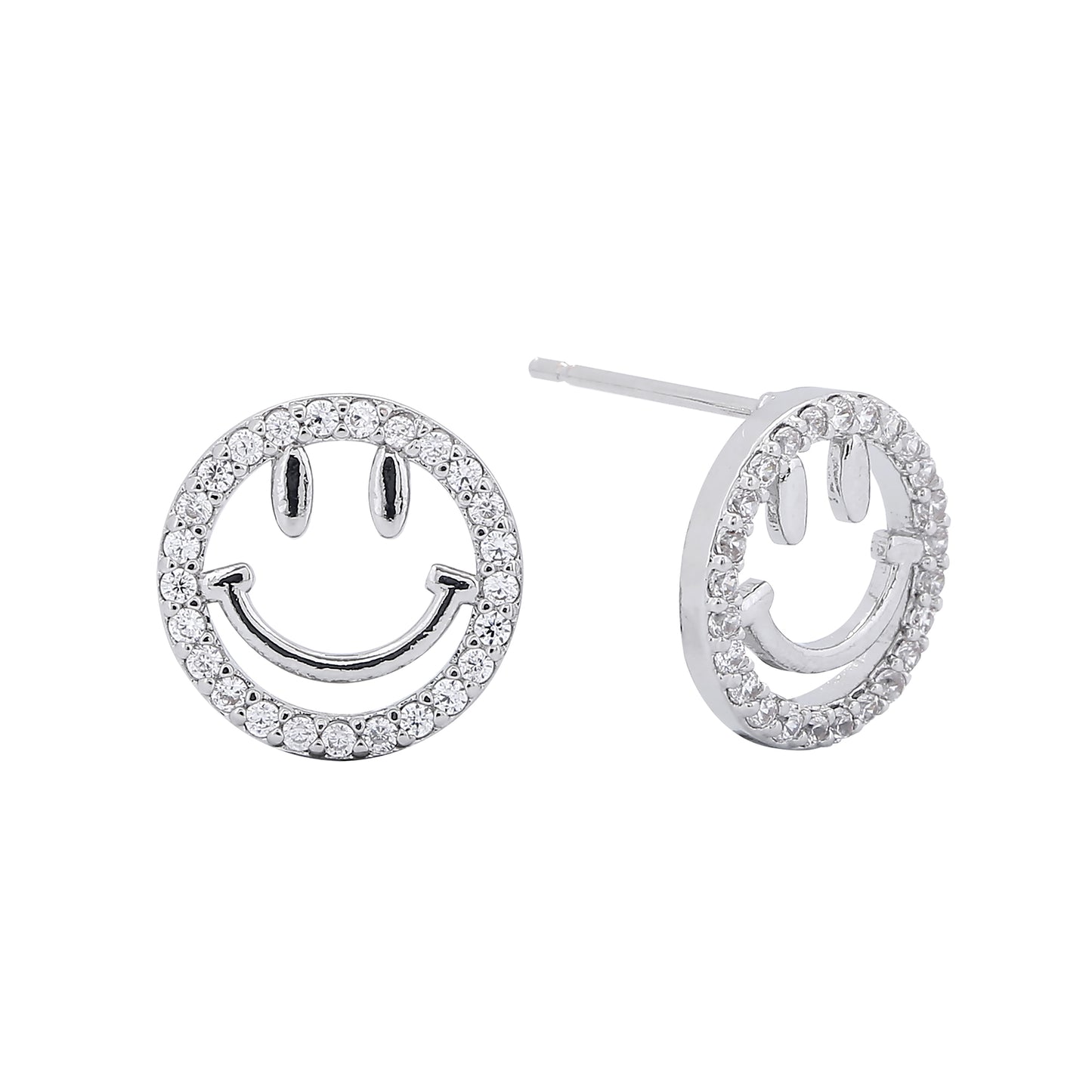 14K Gold/White Gold Dipped Radiant Smile Stud Earrings
