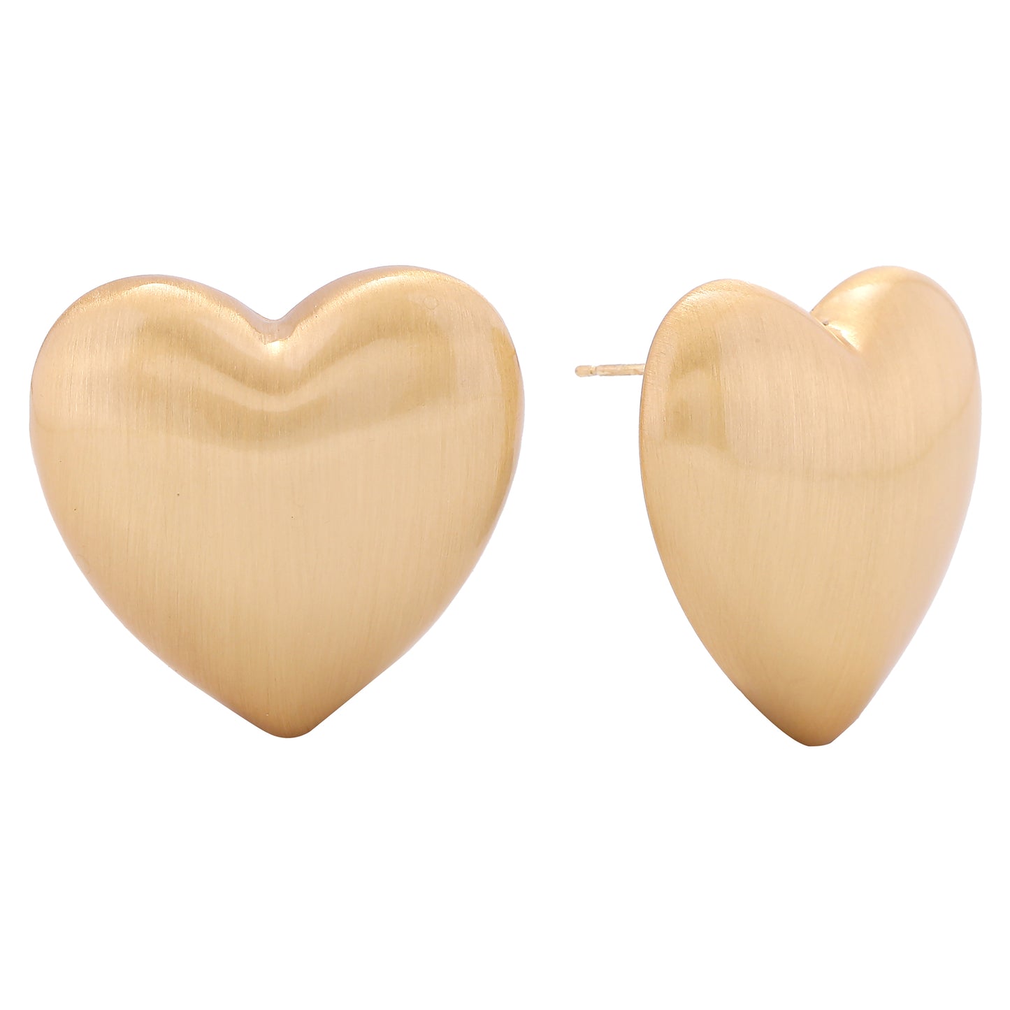 14K Gold/White Gold Dipped Matte Heart Stud Earrings