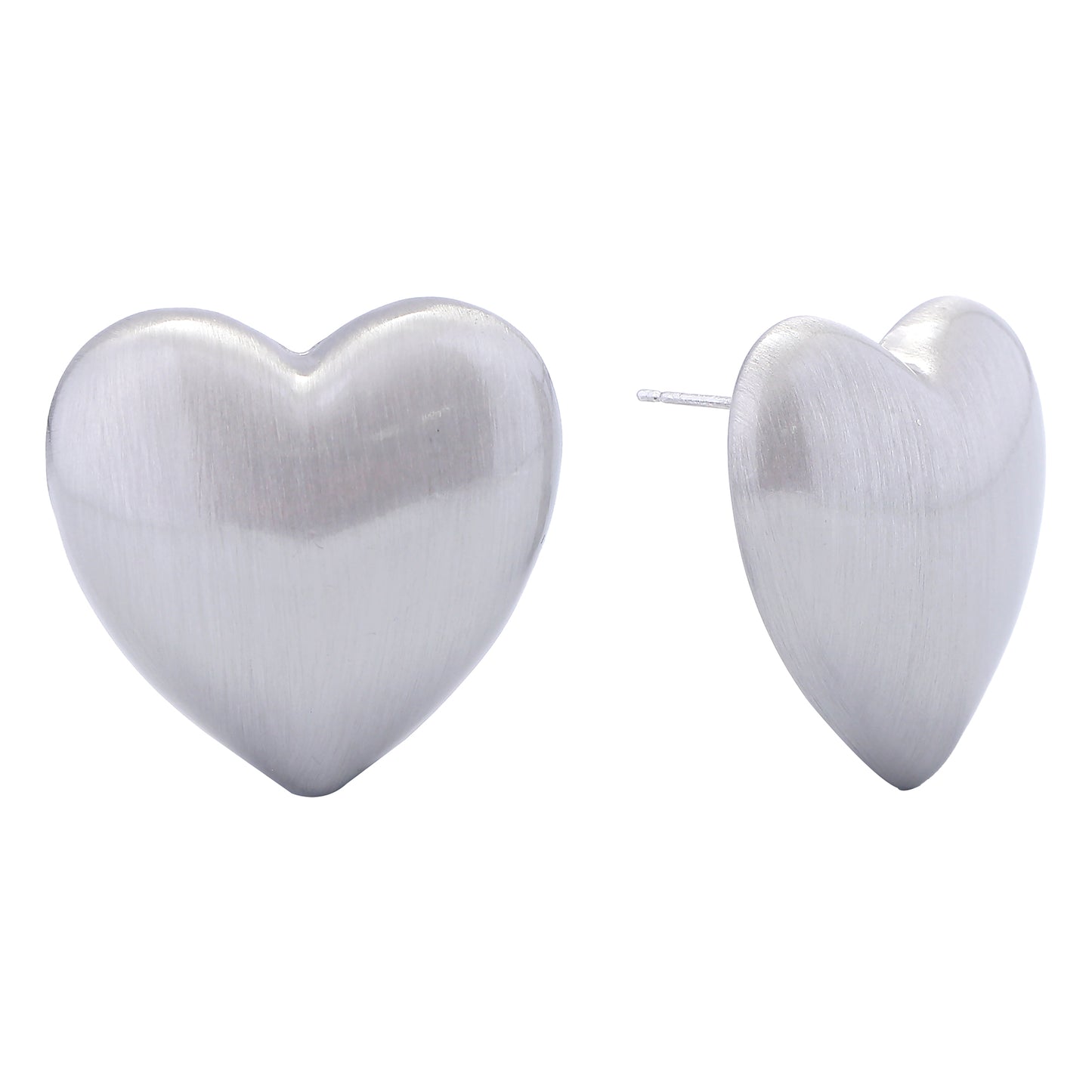14K Gold/White Gold Dipped Matte Heart Stud Earrings