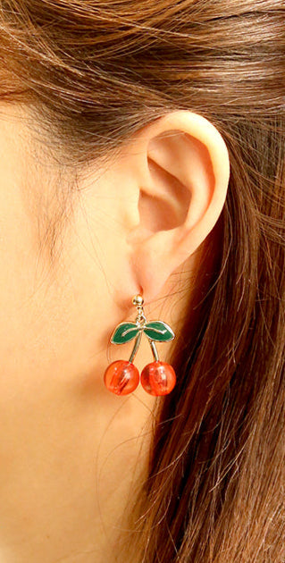 14K Gold Dipped Cherry Drop Earrings