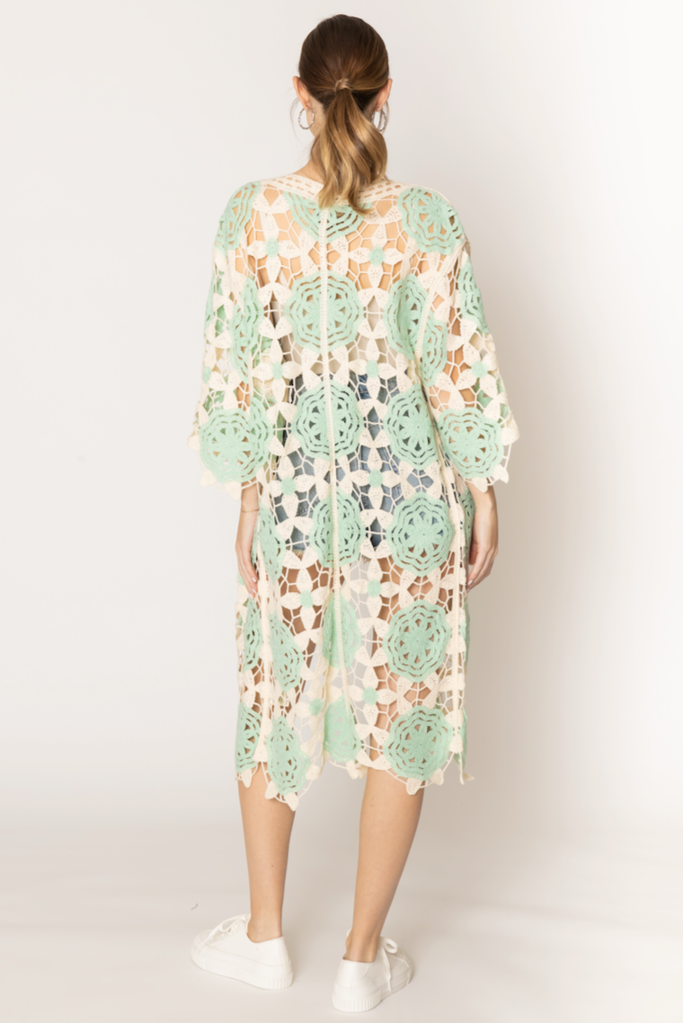 Flower Two Tone Crochet Cardigan